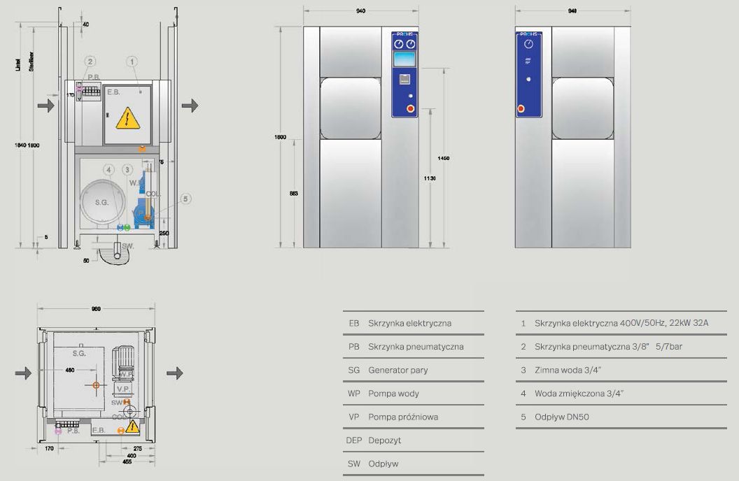 Sterylizatory parowe duże Prohs PROHS