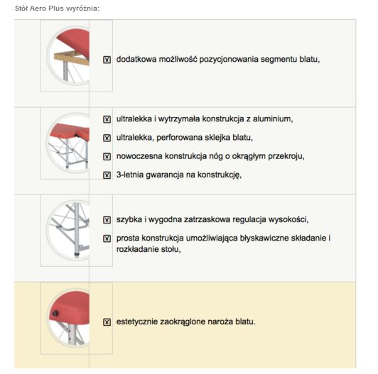 Stoły do masażu Habys Aero Plus