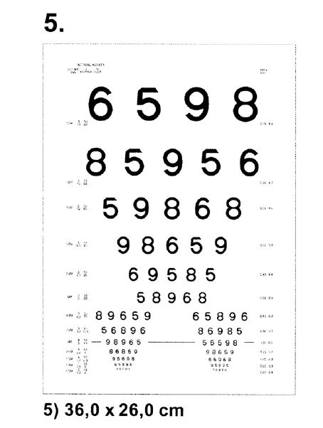 Tablice okulistyczne do badania ostrości wzroku Sprzęt optyczny i medyczny Tablice do dali 5