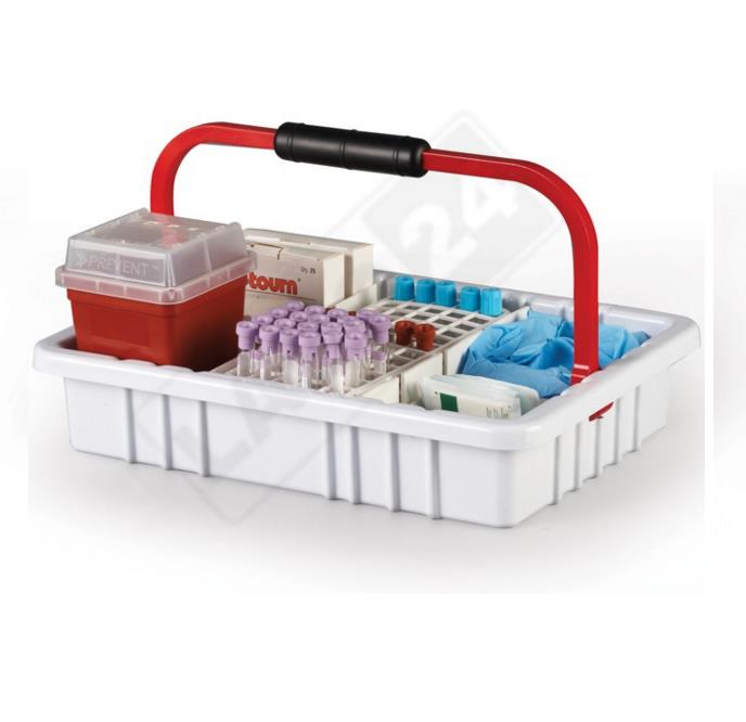 Tace (kuwety) laboratoryjne Heathrow Scientific Taca do pobierania krwi, ze statywem na probówki