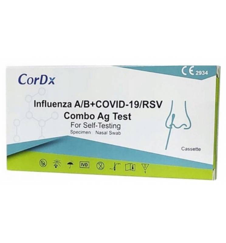 Testy do wykrywania obecności koronawirusa SARS-CoV-2 (COVID-19) CorDx A/B+COVID-19/RSV Combo Ag Test