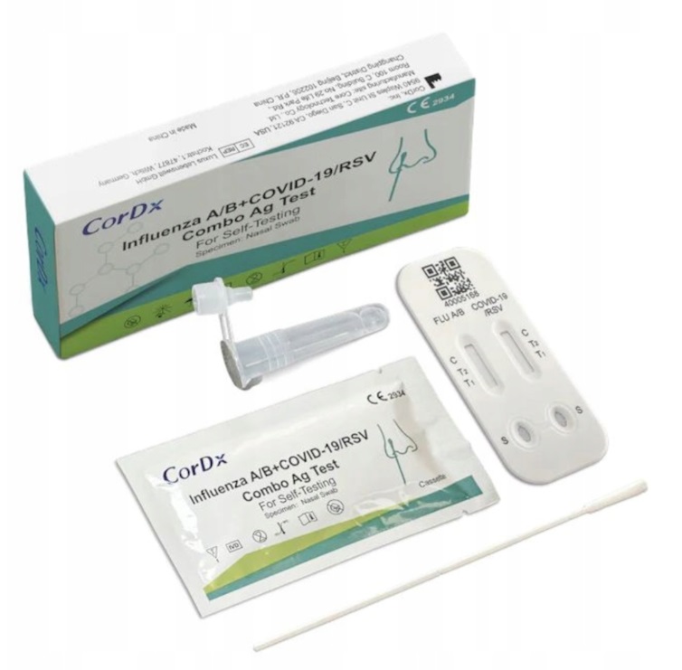 Testy do wykrywania obecności koronawirusa SARS-CoV-2 (COVID-19) CorDx A/B+COVID-19/RSV Combo Ag Test
