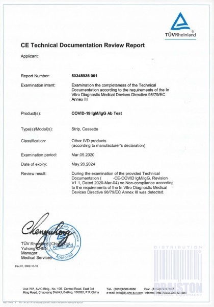 Testy do wykrywania przeciwciał koronawirusa SARS-CoV-2 COVID-19 Core Tests COVID-19 IgM/IgG Ab (kasetkowy - płytkowy) ISO9001