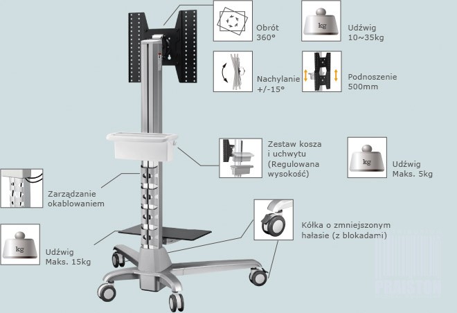 Uchwyty i statywy do kardiomonitorów oraz monitorów medycznych AG Neovo FMC-01