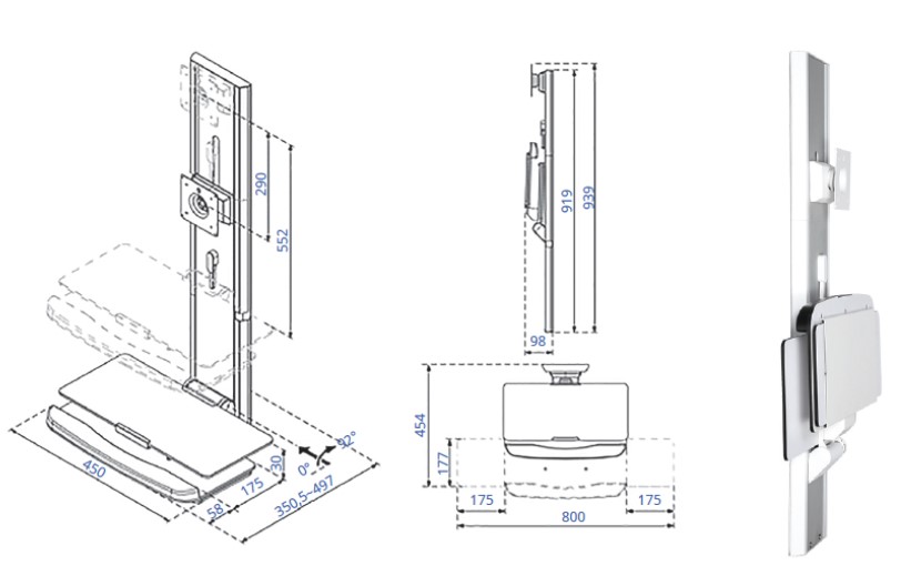 Uchwyty i statywy do kardiomonitorów oraz monitorów medycznych Wincomm HM-1021-W6