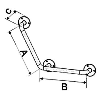 Uchwyty łazienkowe kątowe dla niepełnosprawnych Corrado UKS fi 32 INOX