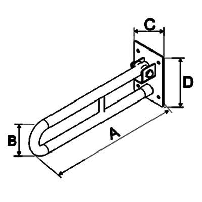 Uchwyty łazienkowe uchylne dla niepełnosprawnych Corrado UUWC fi 25