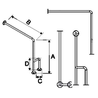 Uchwyty stałe do WC dla niepełnosprawnych Corrado UWC ściana-podłoga