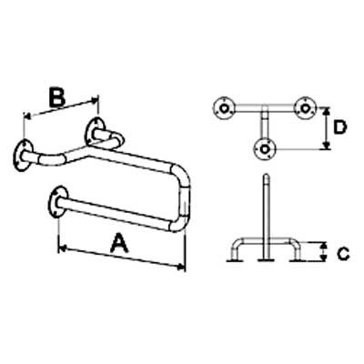 Uchwyty umywalkowe dla niepełnosprawnych Corrado fi 25 środkowy stały