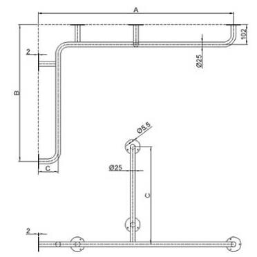 Uchwyty wannowe i prysznicowe dla niepełnosprawnych Corrado UWP-P - PiL