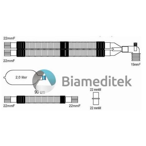 Układy oddechowe do aparatów do znieczulenia Altera Altech rozciągliwy z gałęzią