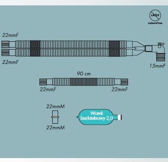 Układy oddechowe do aparatów do znieczulenia R-Vent Medikal Obwody z odgałęzieniem i bezlateksowym workiem oddechowym