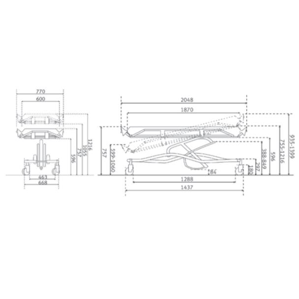 Wózki do mycia pacjentów w pozycji leżącej Winncare Lambda 175