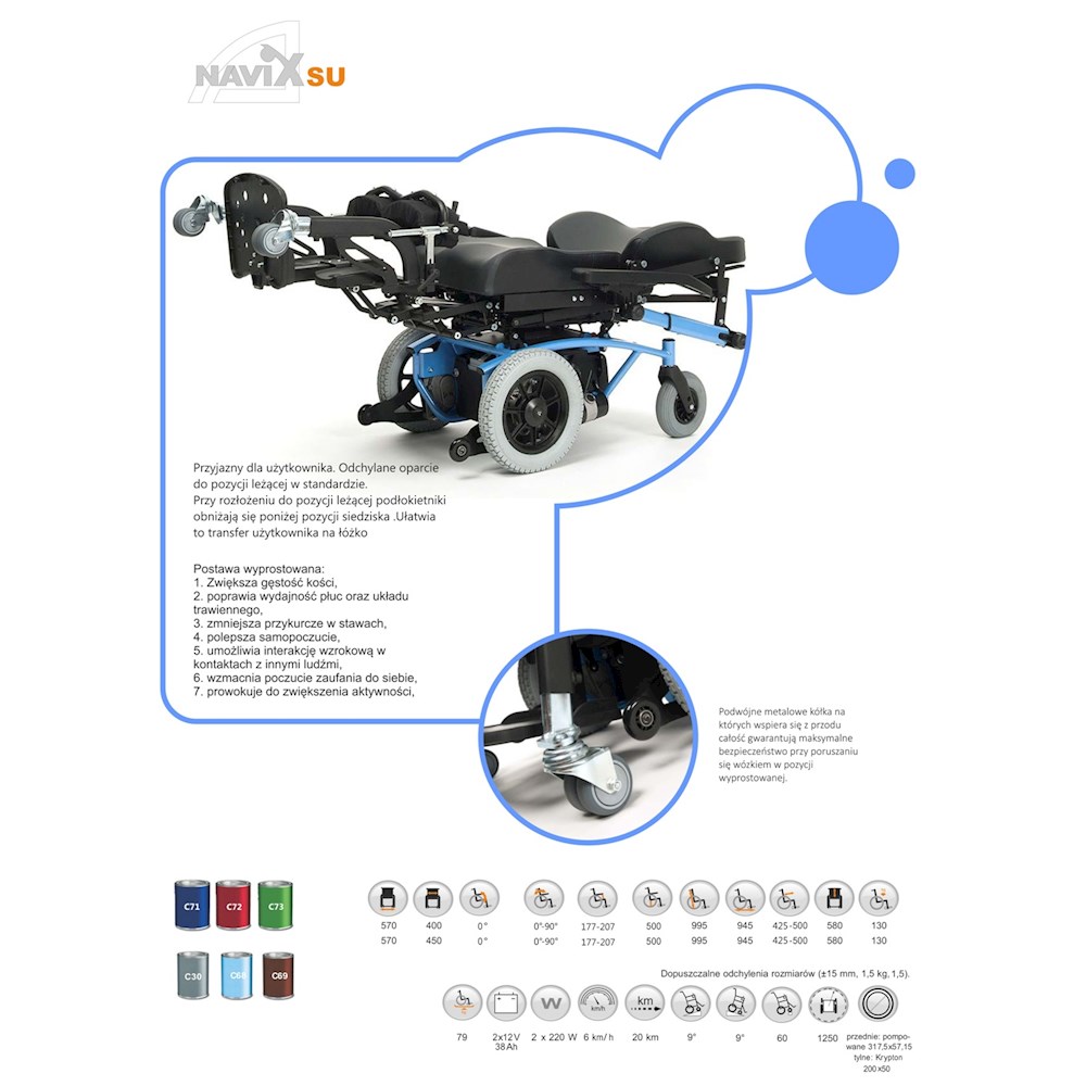 Wózki inwalidzkie z napędem elektrycznym Vermeiren Navix SU