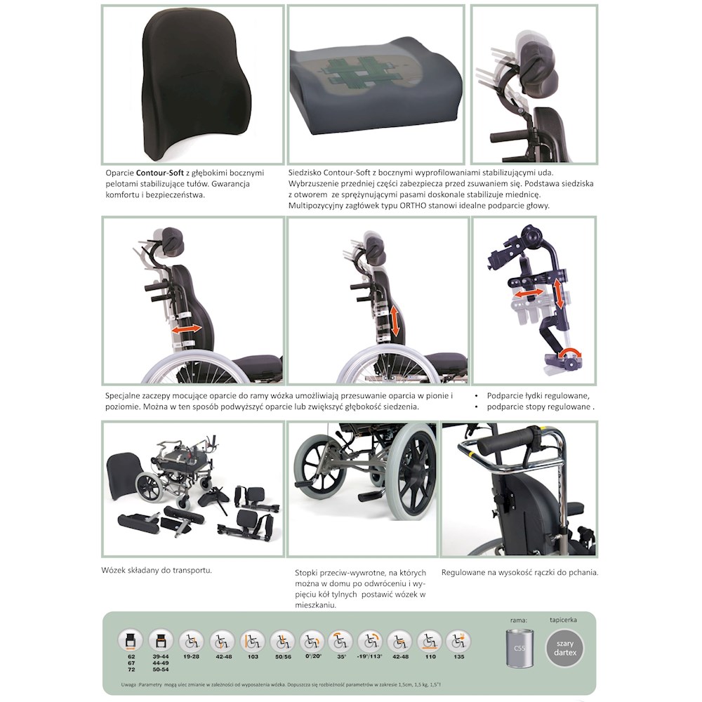 Wózki multipozycyjne - stabilizacyjne dla niepełnosprawnych Vermeiren Inovys 2