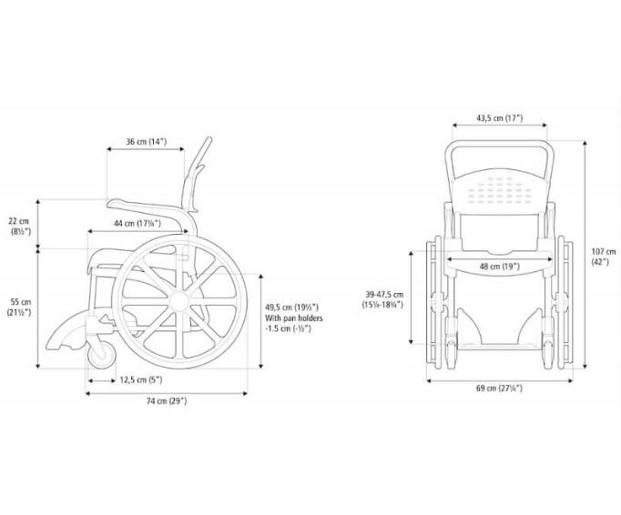 Wózki prysznicowo - sanitarne w pozycji siedzącej Etac AB Clean