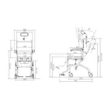 Wózki prysznicowo - sanitarne w pozycji siedzącej Winncare Hera 140