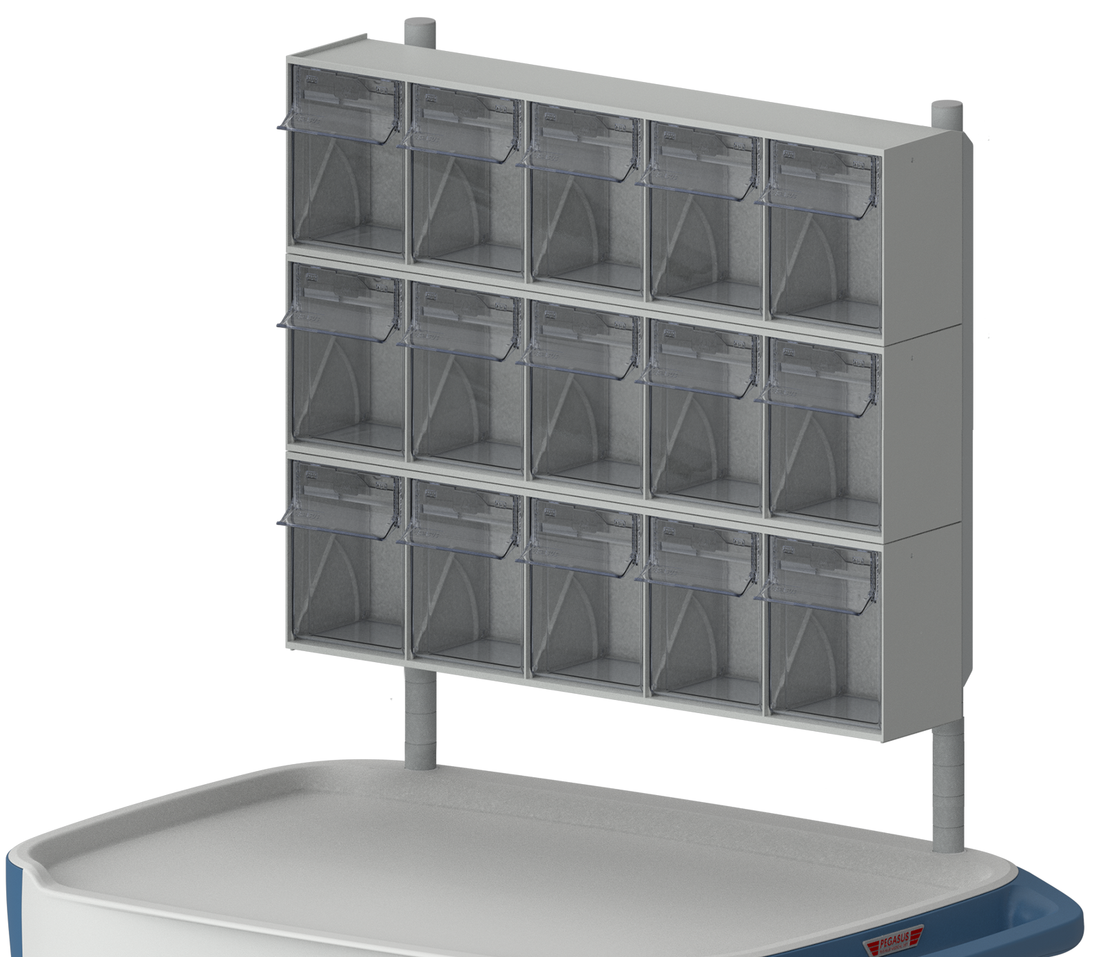 Wózki zabiegowe, organizacyjne i dokumentacyjne - akcesoria Pegasus pojemniki