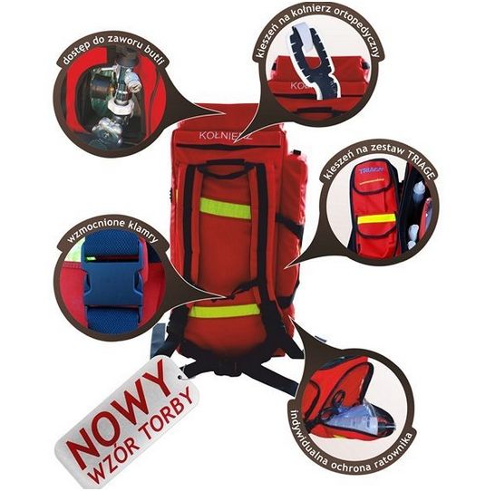 Zestawy ratownicze Boxmet PSP-R1 w torbie z kpl. szyn Kramera i deską ortopedyczną